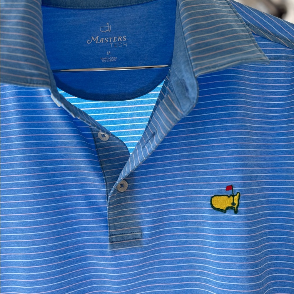 Masters Blue and Gray Striped Polo Shirt